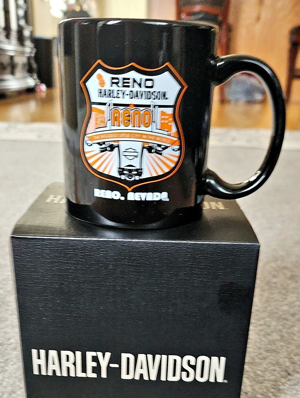 Harley-Davidson Reno Harley-Davidson Mug Black & Orange Mug With Box New